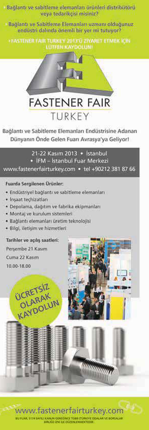 Fastener Turkey, Bağlantı ve Sabitleme Elemanları Endüstrisi Fuarı