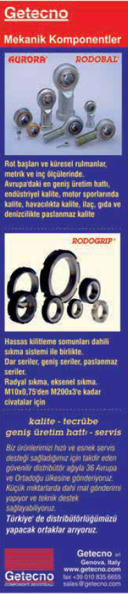 Getecno; Mekanik Komponentler, rot başları, küresel rulmanlar, kilitleme somunları