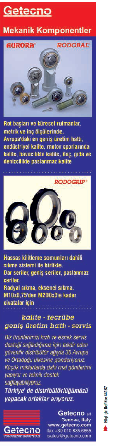 Getecno; Mekanik Komponentler, rot başları, küresel rulmanlar, kilitleme somunları